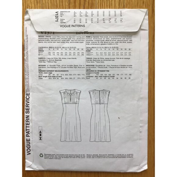 Misses Dress Pattern Vogue American Designer 1371 Tracy Reese UNCUT Size 14 - 22 - Picture 2 of 6